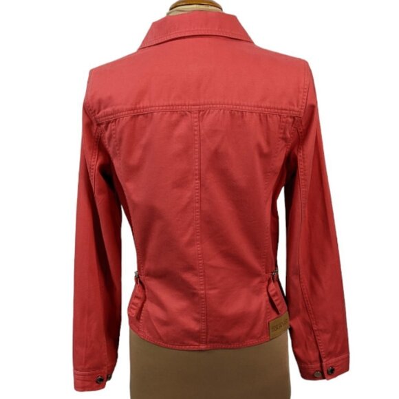 JONES NEW YORK COUNTRY Cotton Button Front Denim Jacket Coral Size Small - Picture 11 of 16